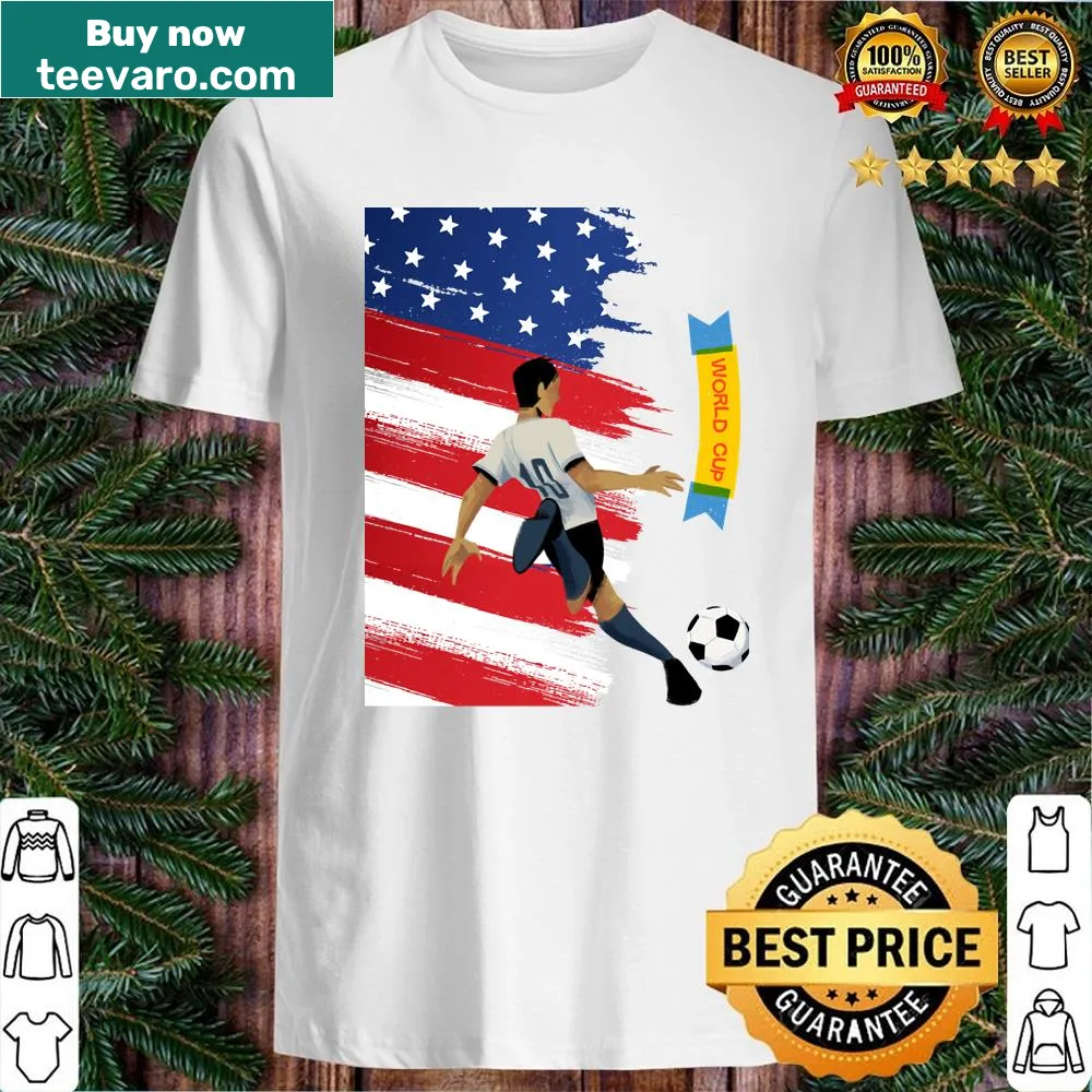 Patriotic t-shirt featuring the American flag and sports themes