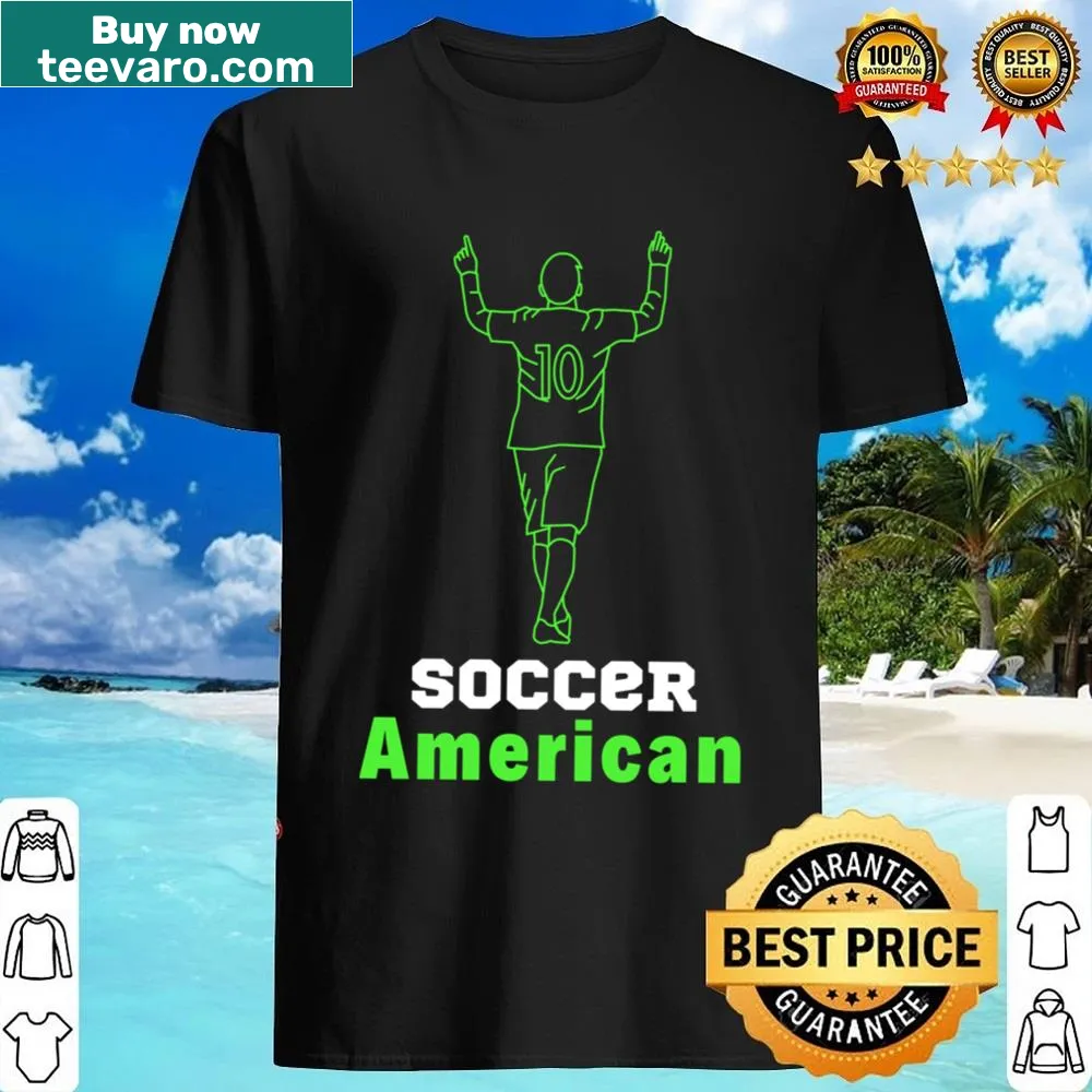 Patriotic design featuring soccer and football elements on a t-shirt