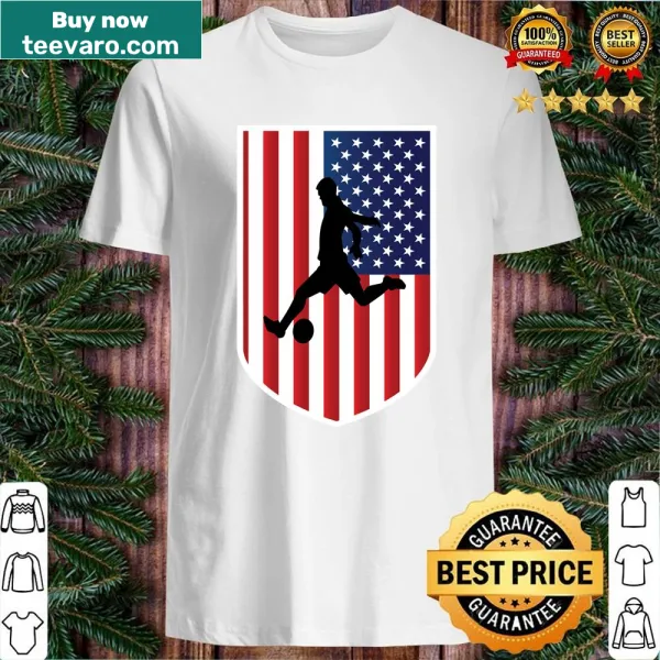 American flag and sports symbols on a fan shirt for men and kids
