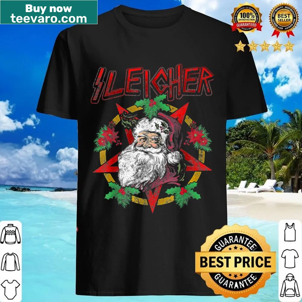 Heavy metal Santa Claus design on a Christmas shirt