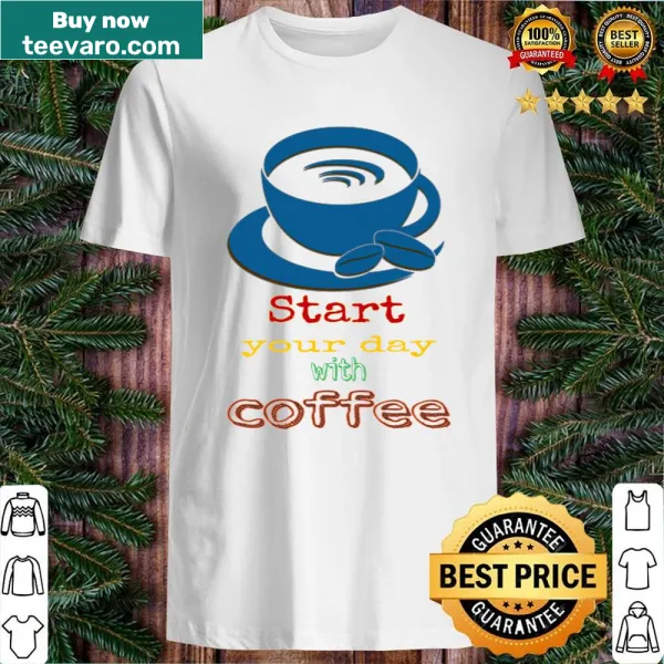 Typography shirt featuring coffee-themed quote