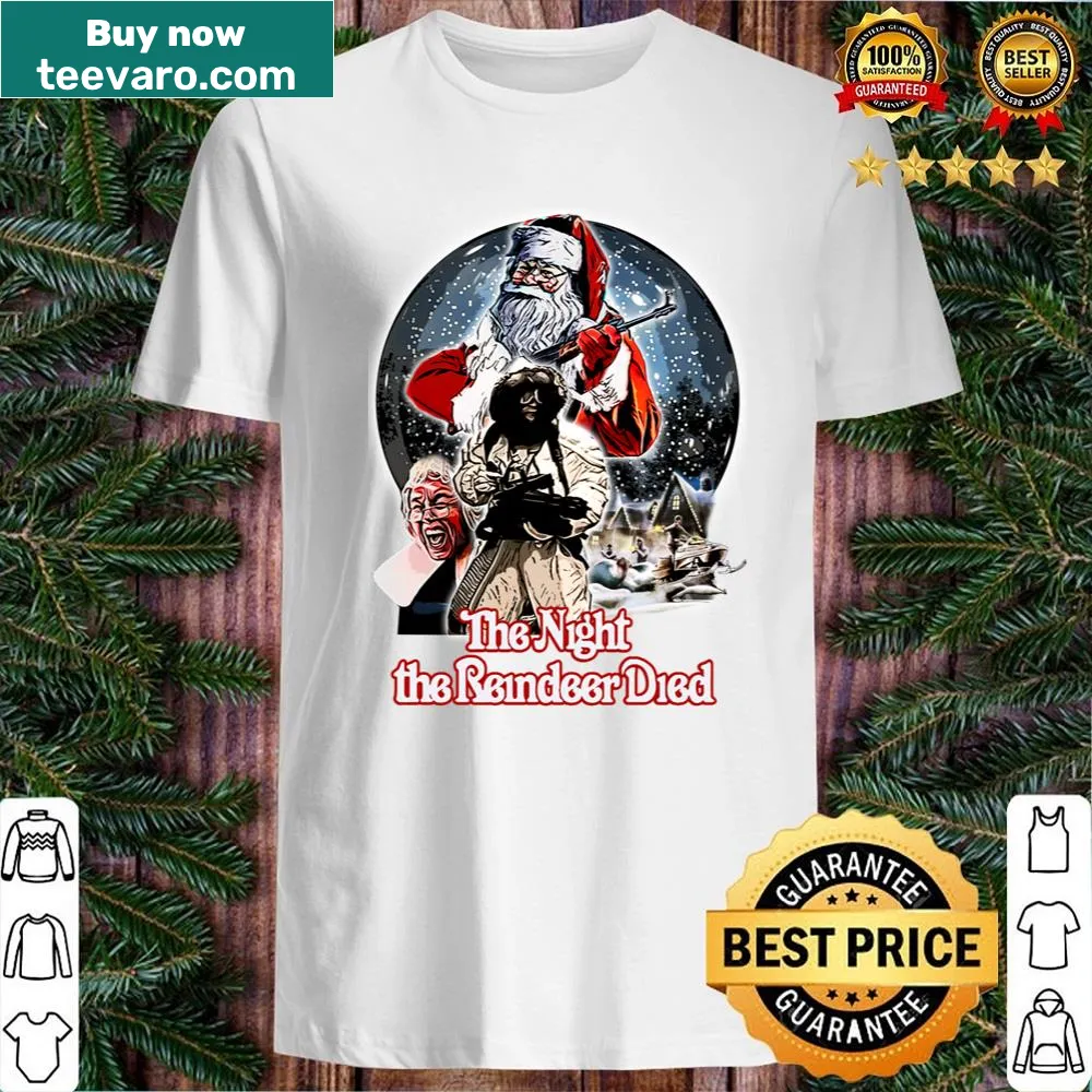 T-shirt featuring 'The Night The Reindeer Died' in playful typography
