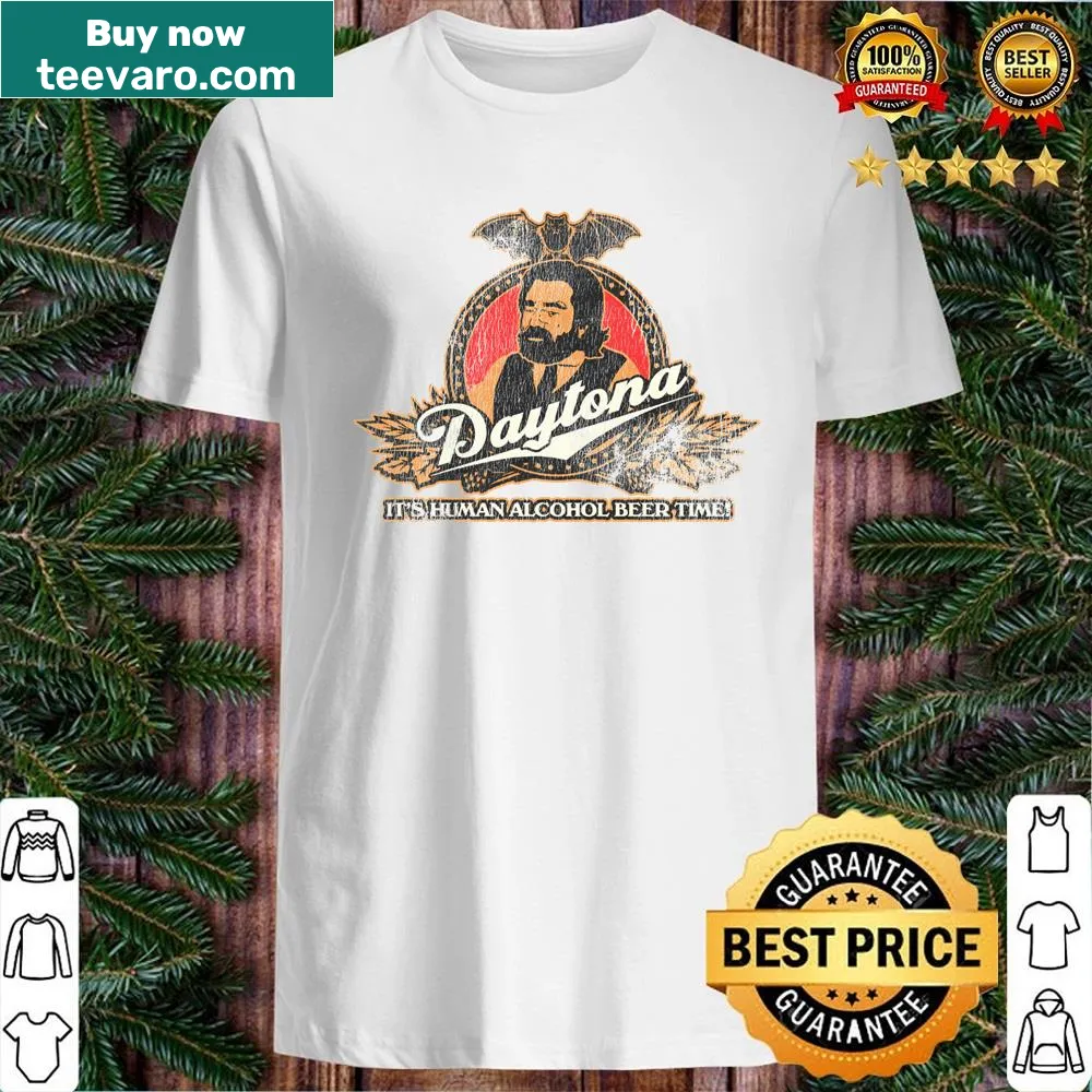 Vintage-style T-shirt featuring Jackie Daytona and beer theme.
