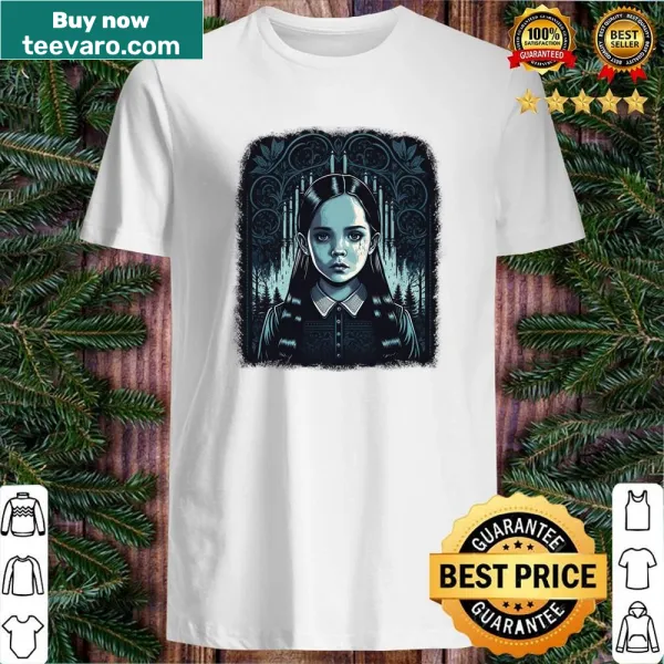 Wednesday Addams portrait illustration on a shirt