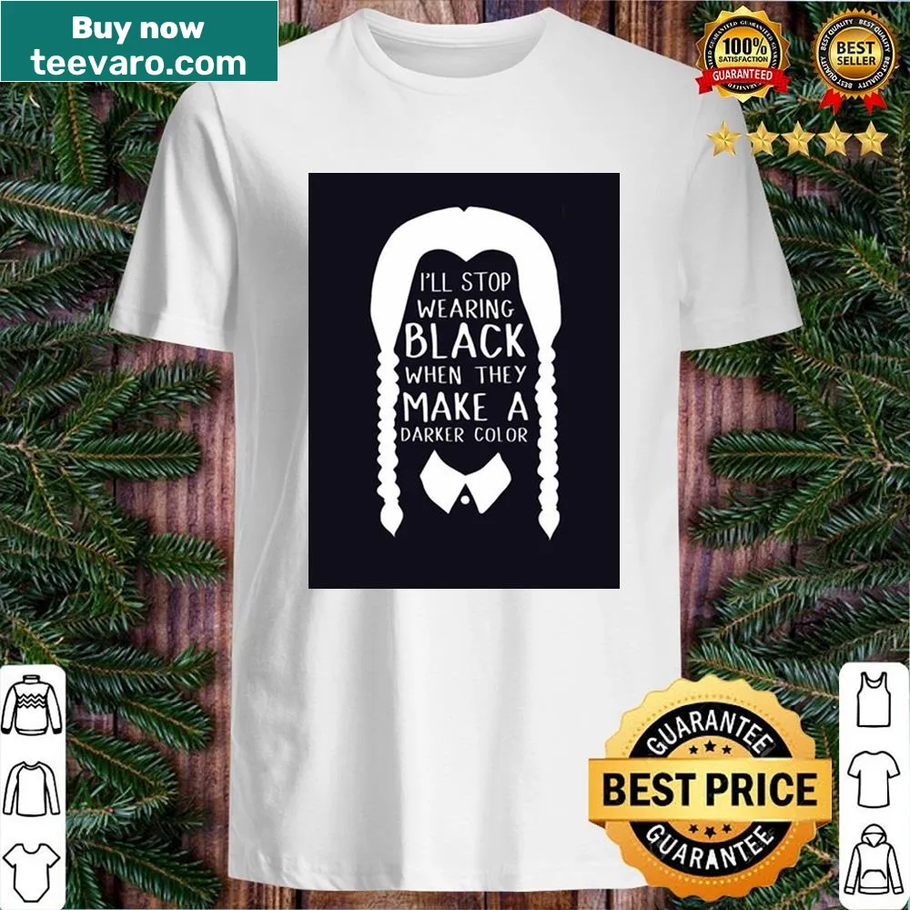 Illustrated Wednesday Addams shirt with Halloween theme