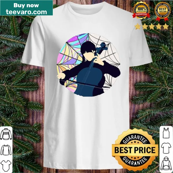 Graphic Wednesday Addams music-themed shirt