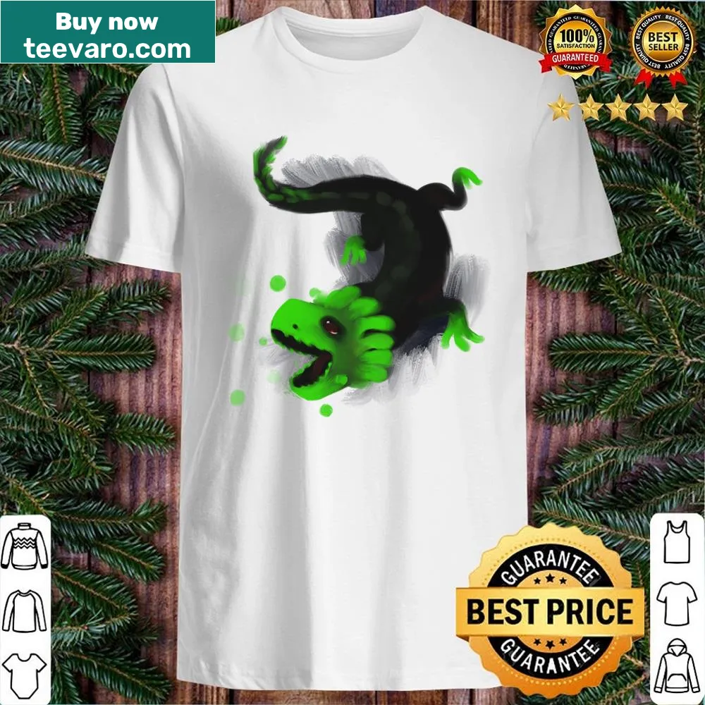 Cute axolotl illustration on a playful shirt