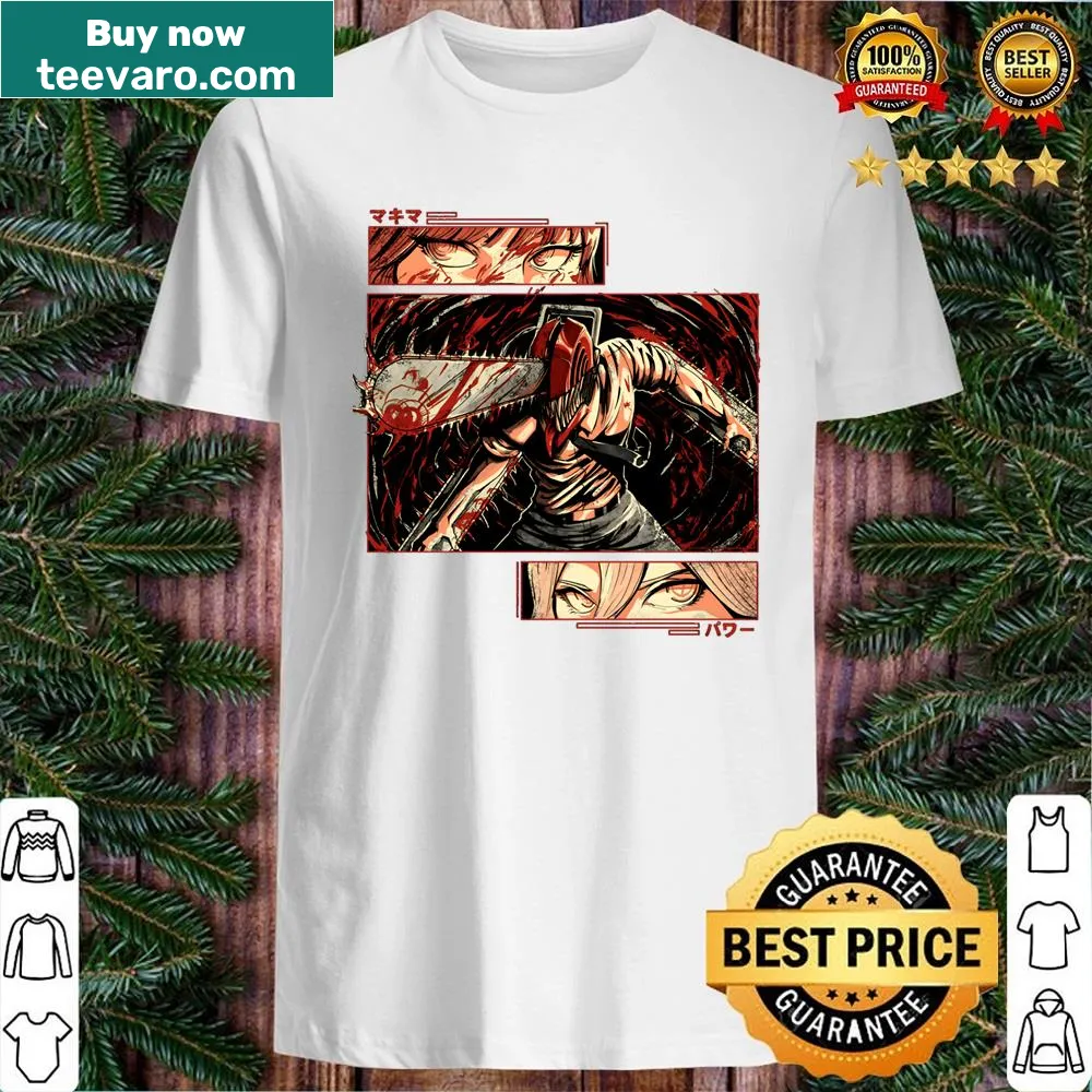 Chainsaw devil graphic on an edgy horror-themed shirt