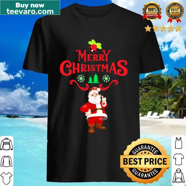 Whimsical dwarf and stocking graphic on Christmas shirt for kids