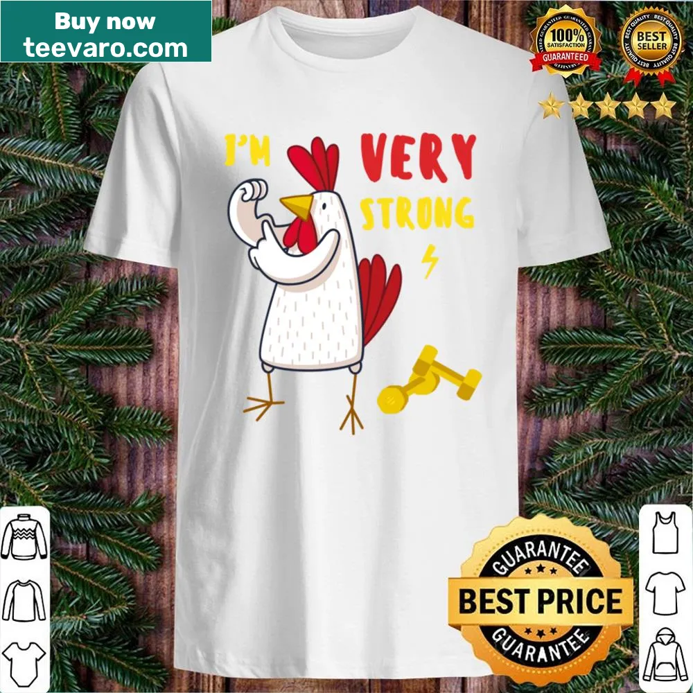 Bold typography shirt stating 'I'm Very Strong'