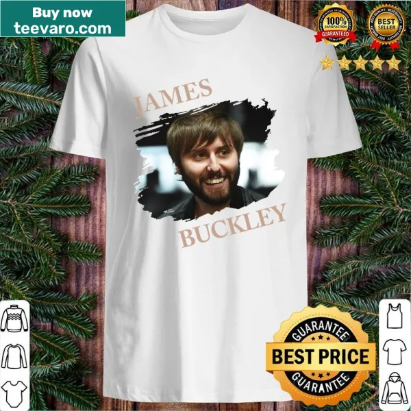 James Buckley photo with text on a casual shirt