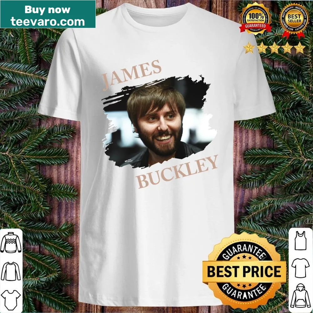 James Buckley photo with text on a casual shirt
