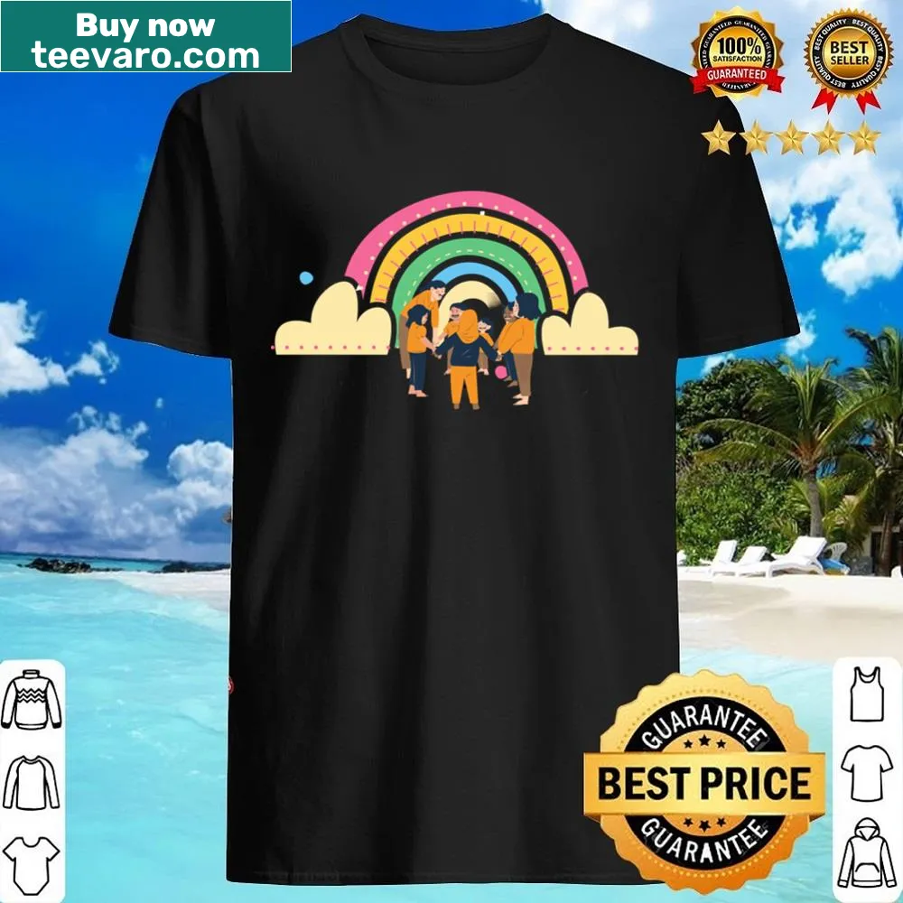 Illustrated shirt with little hands and a rainbow for teachers