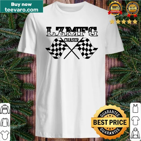 Retro graphic shirt featuring playful 'Lzmfg Chaser' text