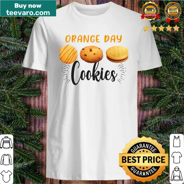 Funny shirt with cartoon cookies and text related to Orange Day