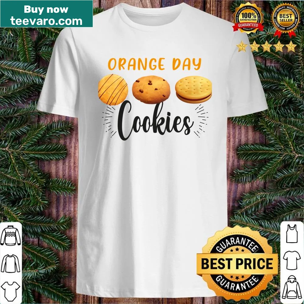 Funny shirt with cartoon cookies and text related to Orange Day