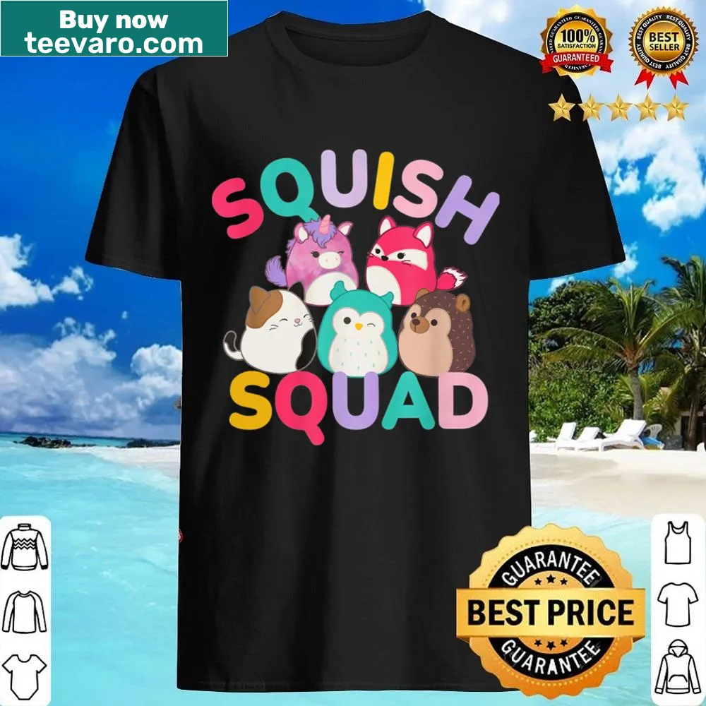 Cartoon shirt featuring a collection of Squishmallow characters