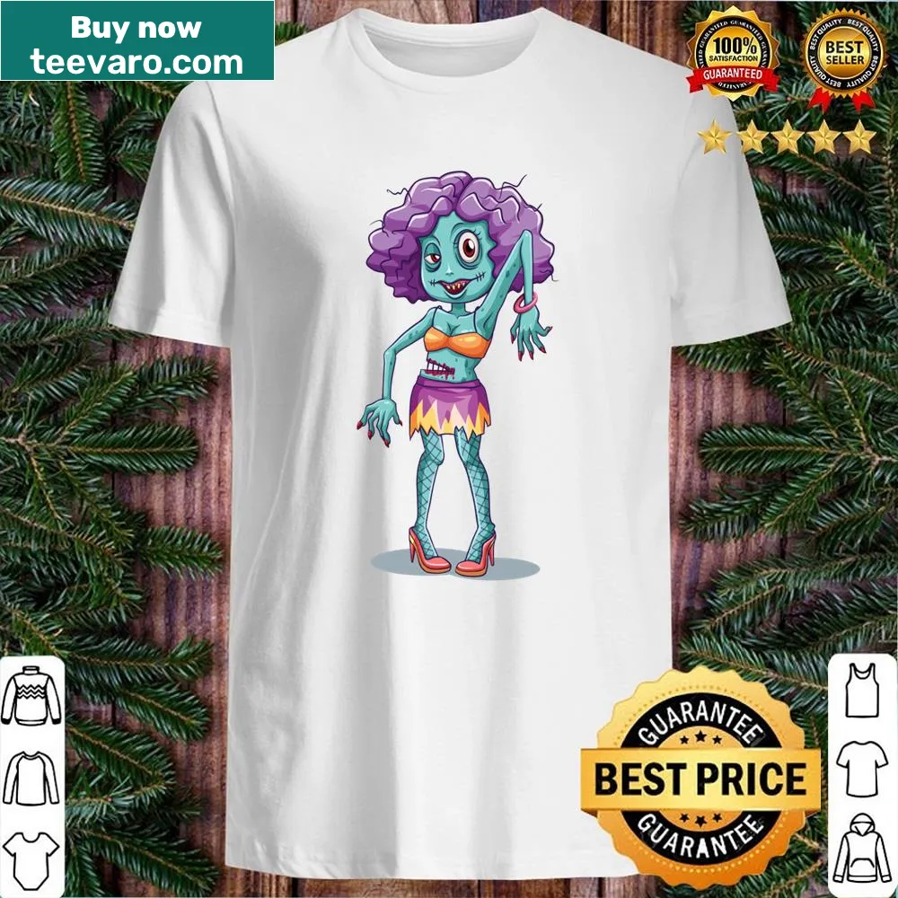 Graphic shirt featuring a whimsical zombie girl