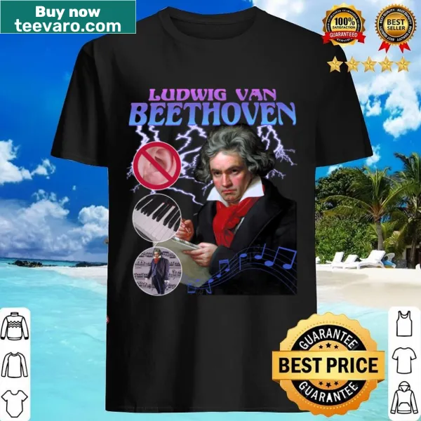 Retro graphic tee featuring Beethoven with a rap theme.