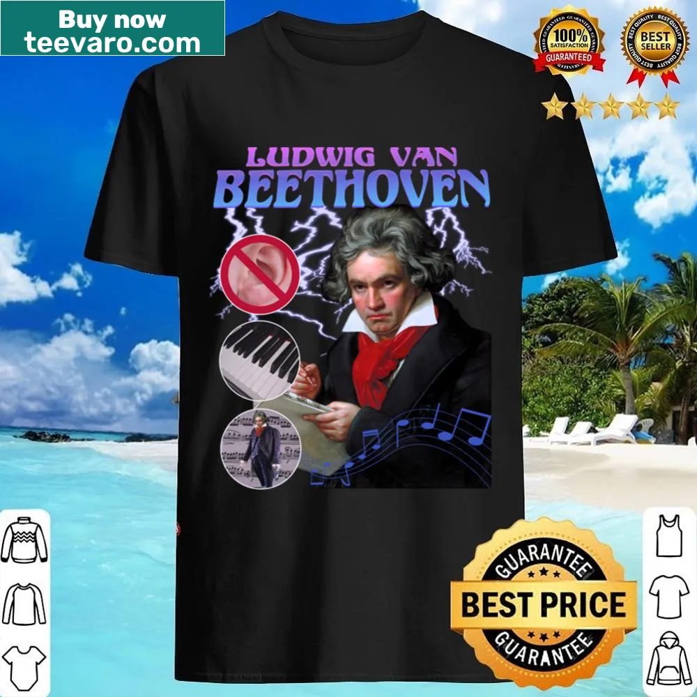 Retro graphic tee featuring Beethoven with a rap theme.