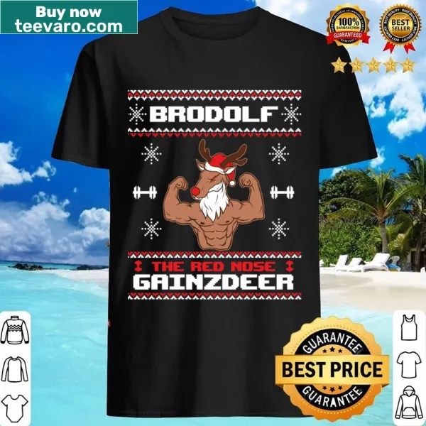 Humorous Gainzdeer cartoon design for Christmas gym shirt
