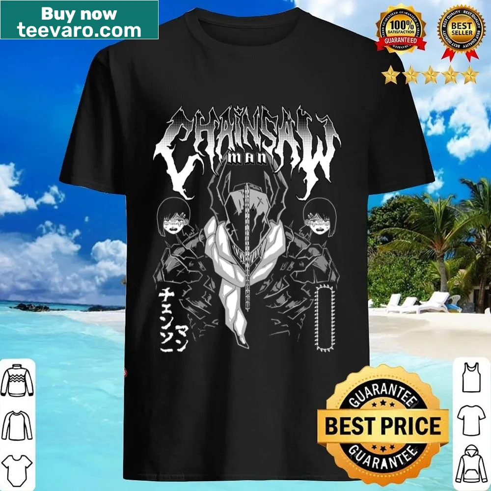 Edgy design featuring Chainsawman character on a metal shirt