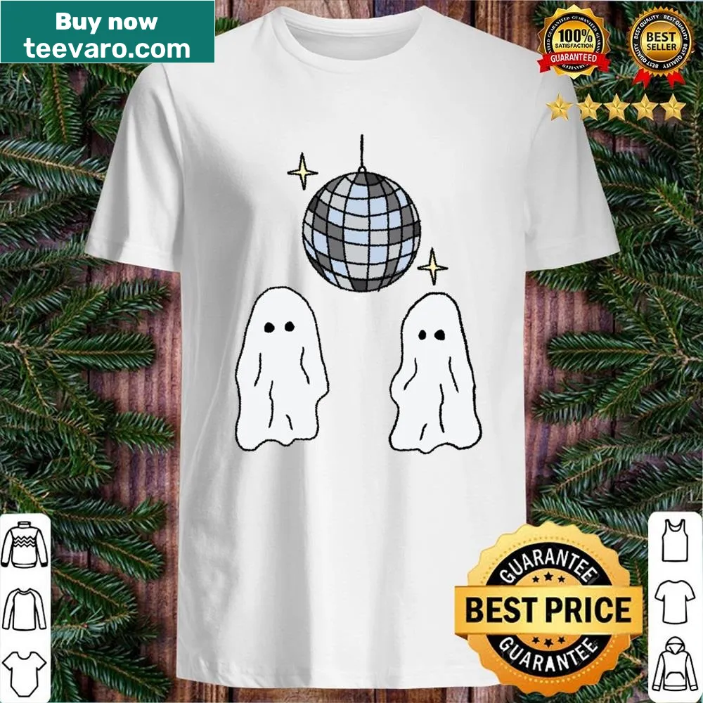 Cartoon design of dancing ghosts on a shirt