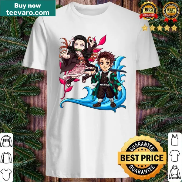 Chibi design of Demon Slayer brothers on a playful shirt