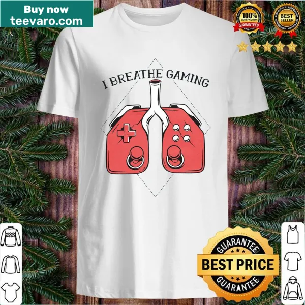 Joystick design on I Breathe Gaming shirt for gamers