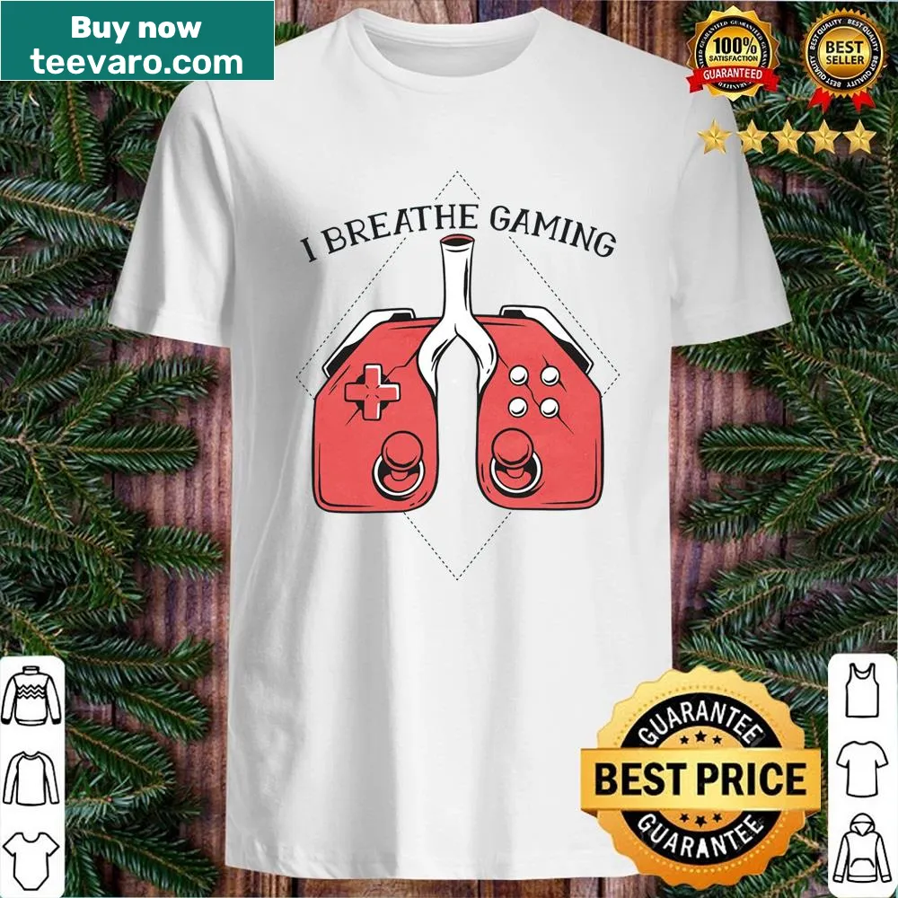 Joystick design on I Breathe Gaming shirt for gamers
