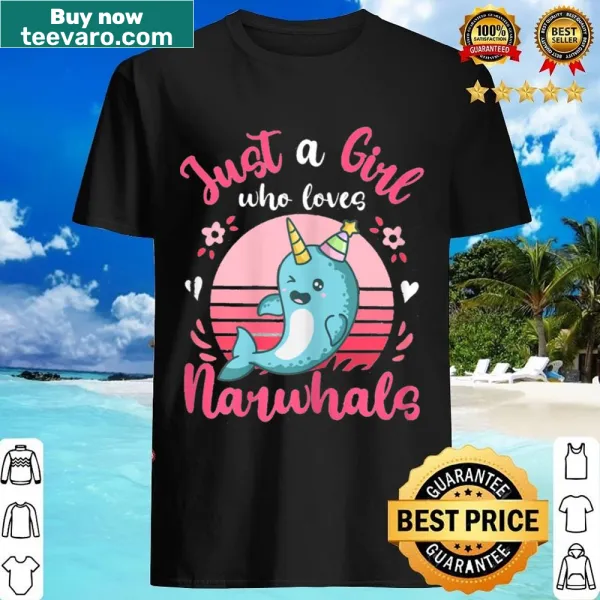 Illustration of a narwhal with a fun phrase about love for narwhals.