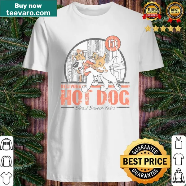 Shirt featuring Oliver Company hot dog illustration