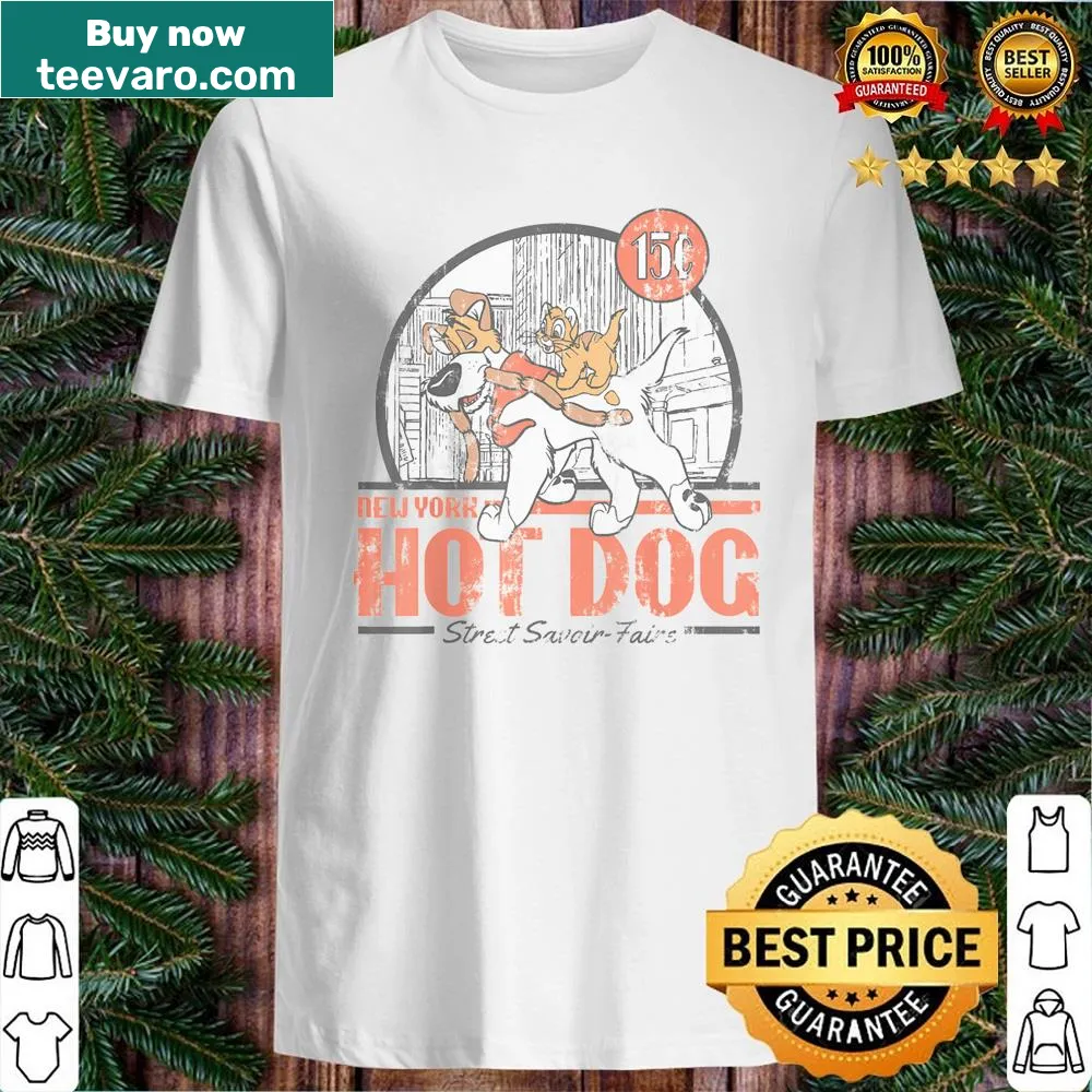 Shirt featuring Oliver Company hot dog illustration