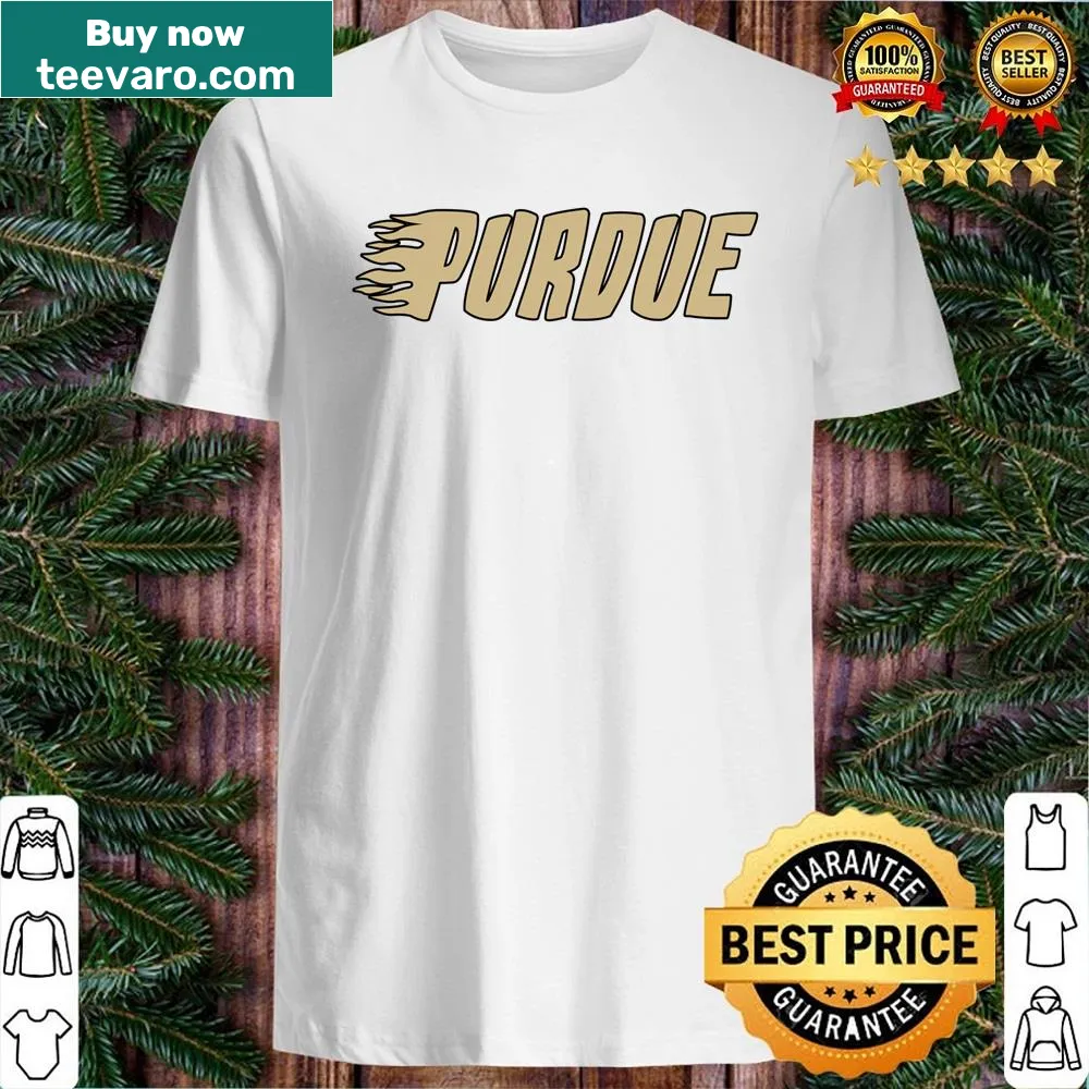 Bold Purdue-themed graphic on sports shirt