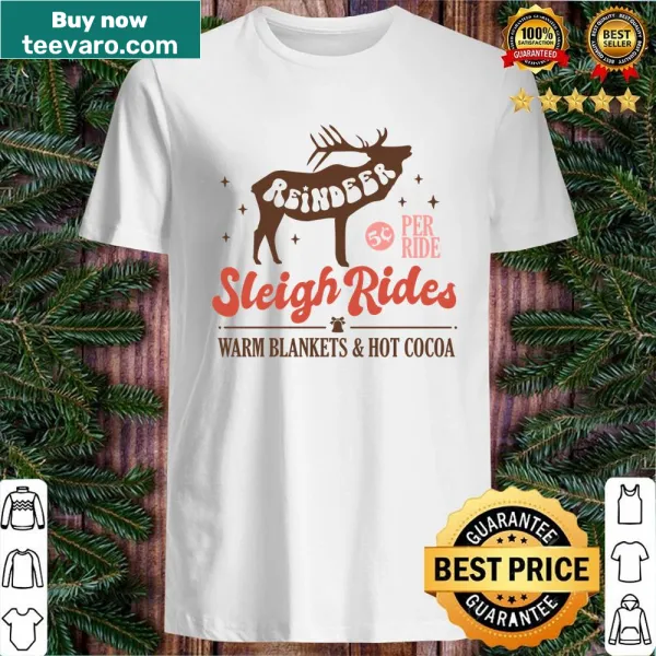 Illustrated shirt featuring reindeer on a sleigh ride for kids
