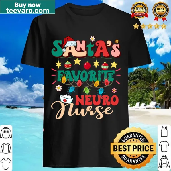 Vintage Santa's Favorite Neuro Nurse shirt with Santa hat and lights