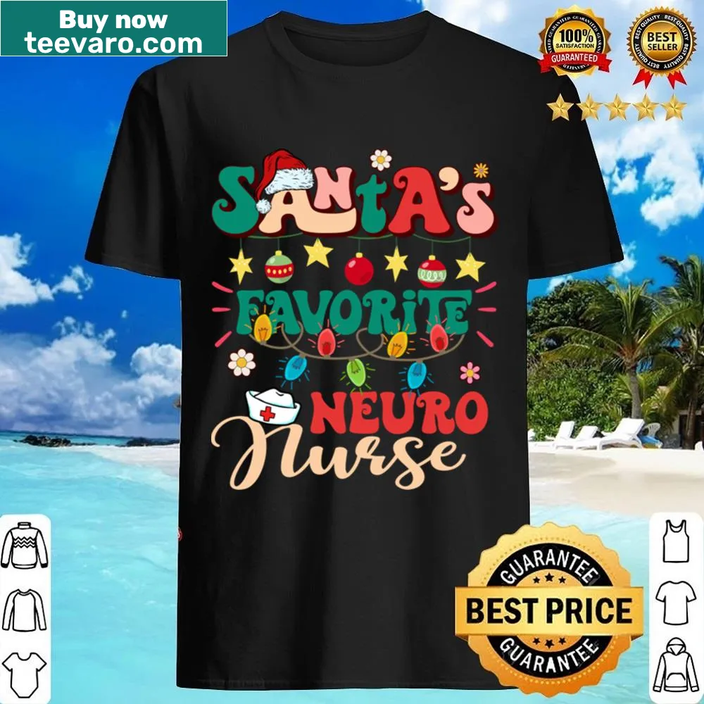 Vintage Santa's Favorite Neuro Nurse shirt with Santa hat and lights