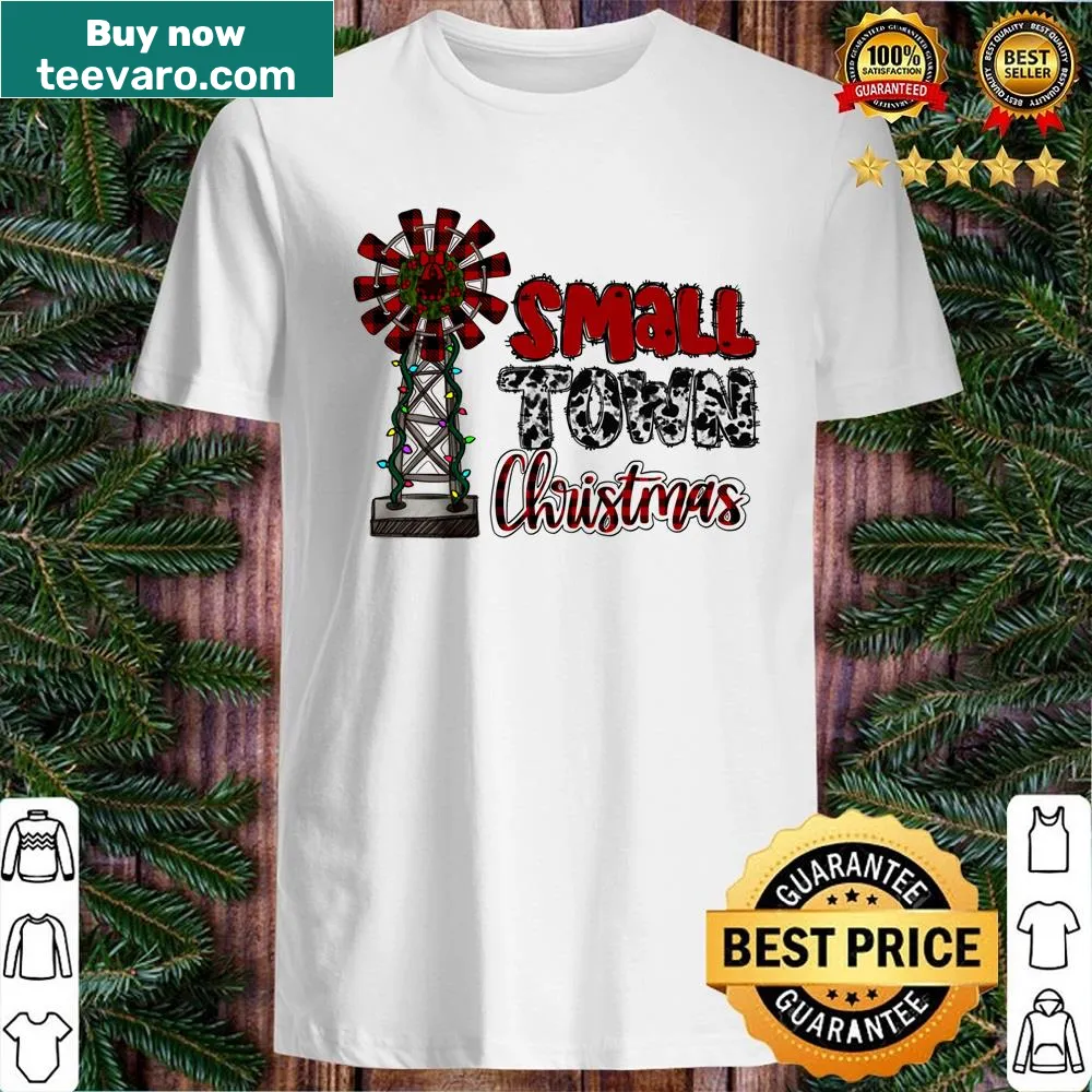 Whimsical small town Christmas shirt with festive illustration