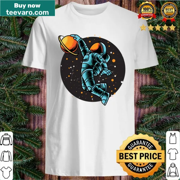 Illustration of a space basketball game on a shirt