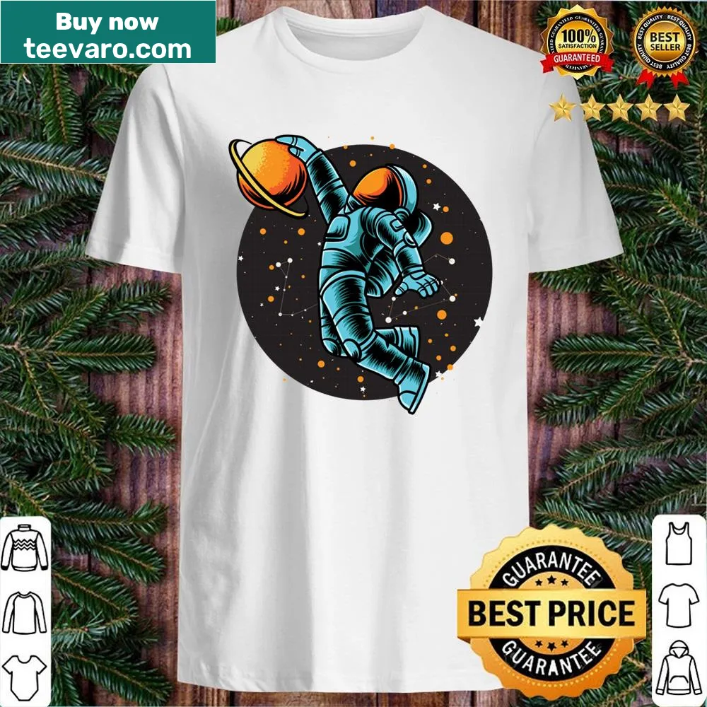 Illustration of a space basketball game on a shirt