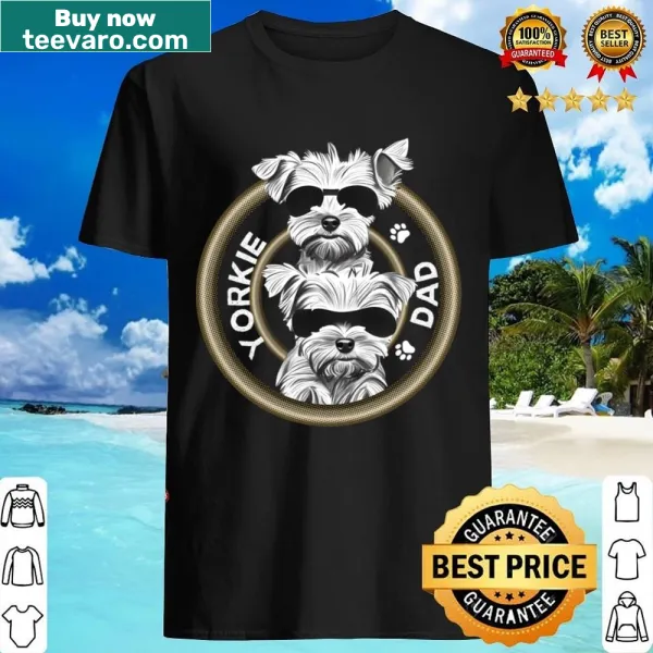 Yorkie Dad graphic t-shirt featuring a charming dog illustration