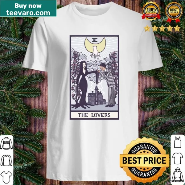 Illustration of The Lovers tarot card on a T-shirt