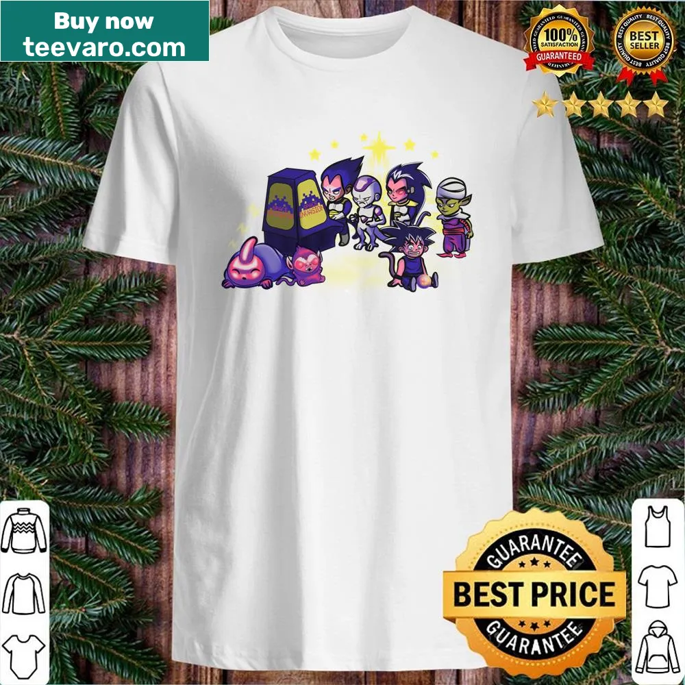 Retro shirt featuring an arcade invasion and pixelated characters