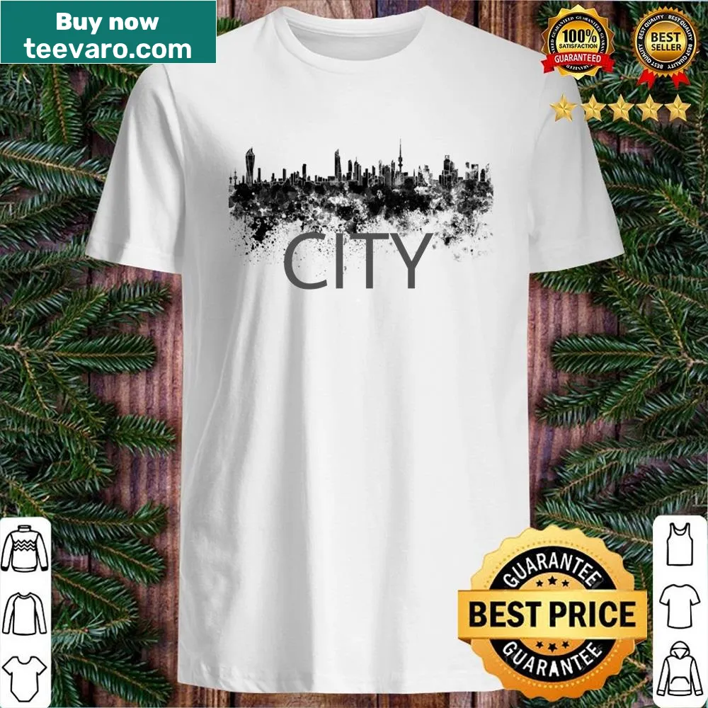 Watercolor skyline representing a home state, designed as a souvenir shirt