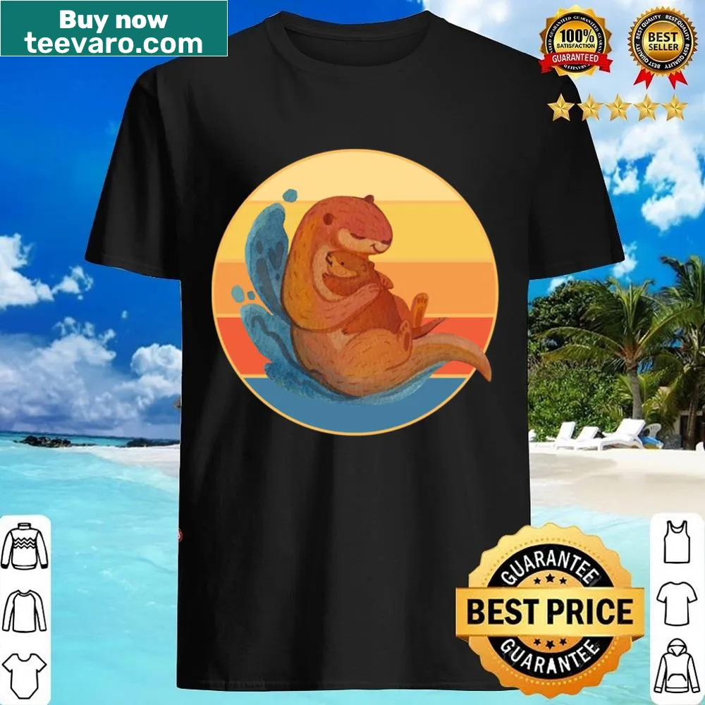 Vintage otter design shirt with a sunset backdrop