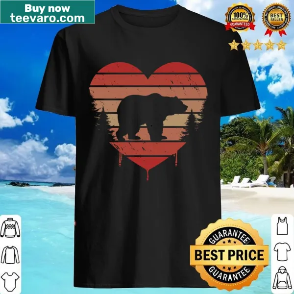 Vintage heart design with a grizzly bear for Valentine's Day.