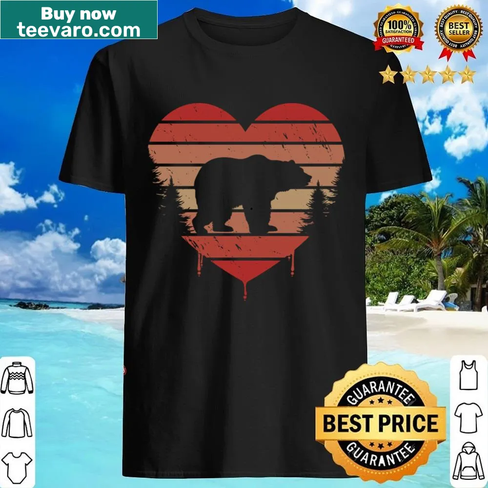 Vintage heart design with a grizzly bear for Valentine's Day.