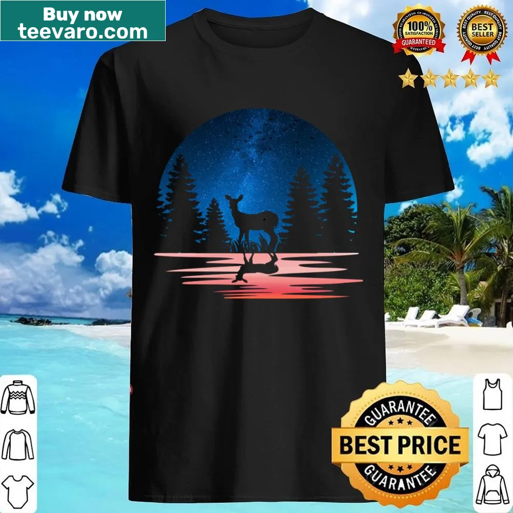Vintage deer illustration with a night design for hunting lovers.