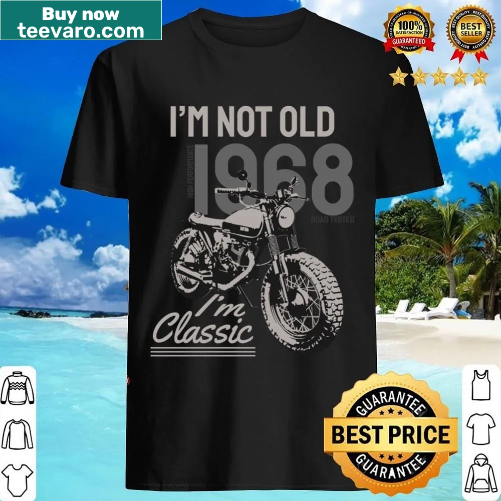 Biker-themed birthday shirt with bold text proclaiming 'I'm Not Old, I'm Biker'.