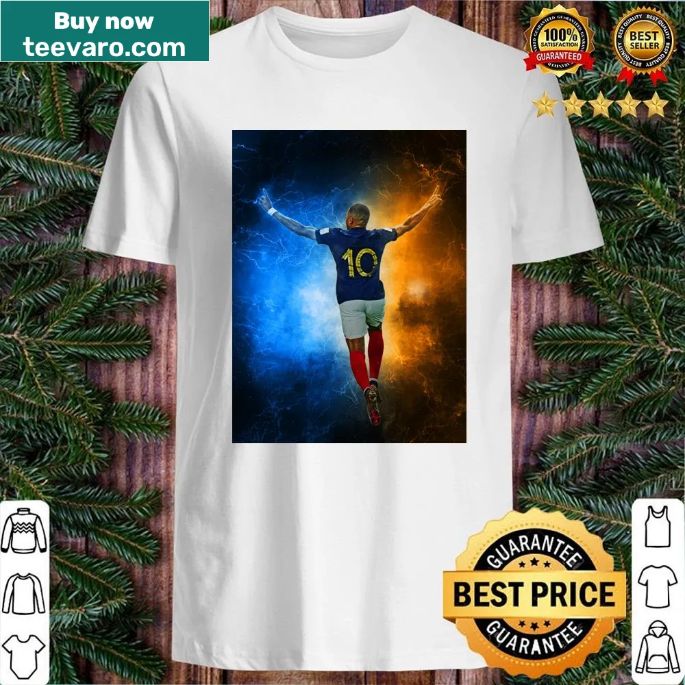 Shirt celebrating Kylian Mbappe's goal for France at World Cup 2022